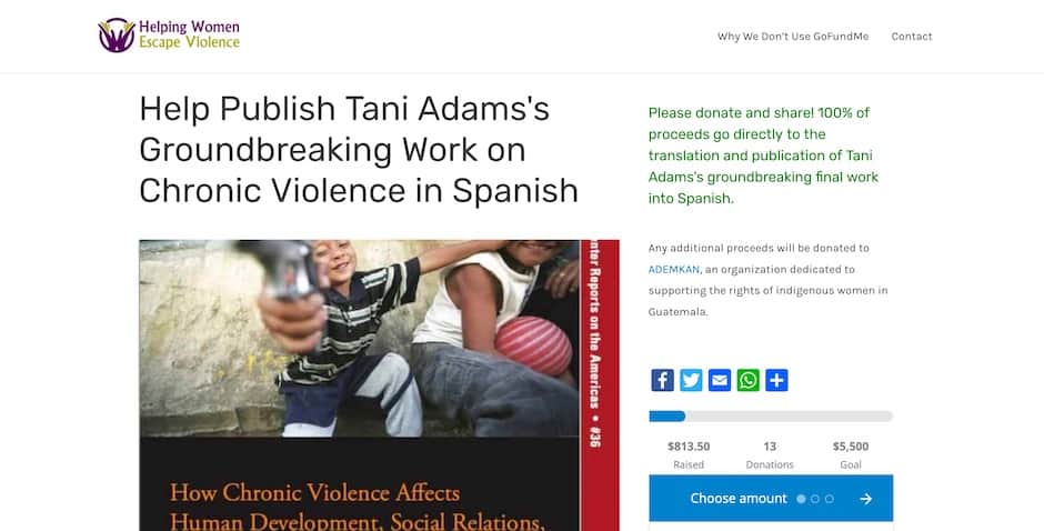 Screenshot of the Helping Women Escape Violence website